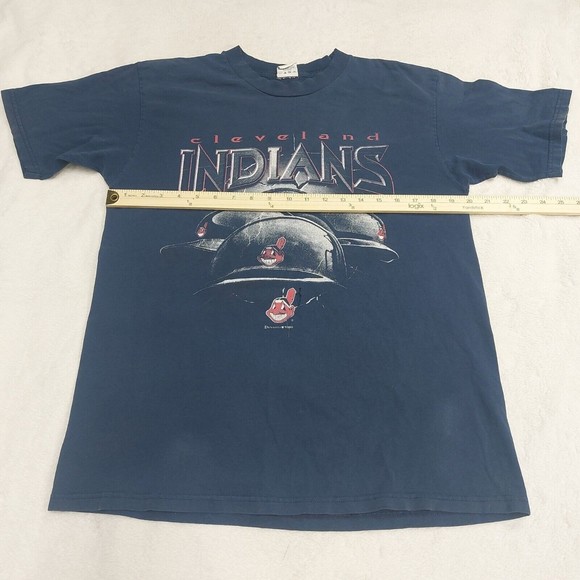 Vintage Y2K Cleveland Indians Navy Blue True Fan Graphic T-Shirt Size Large - Picture 4 of 9